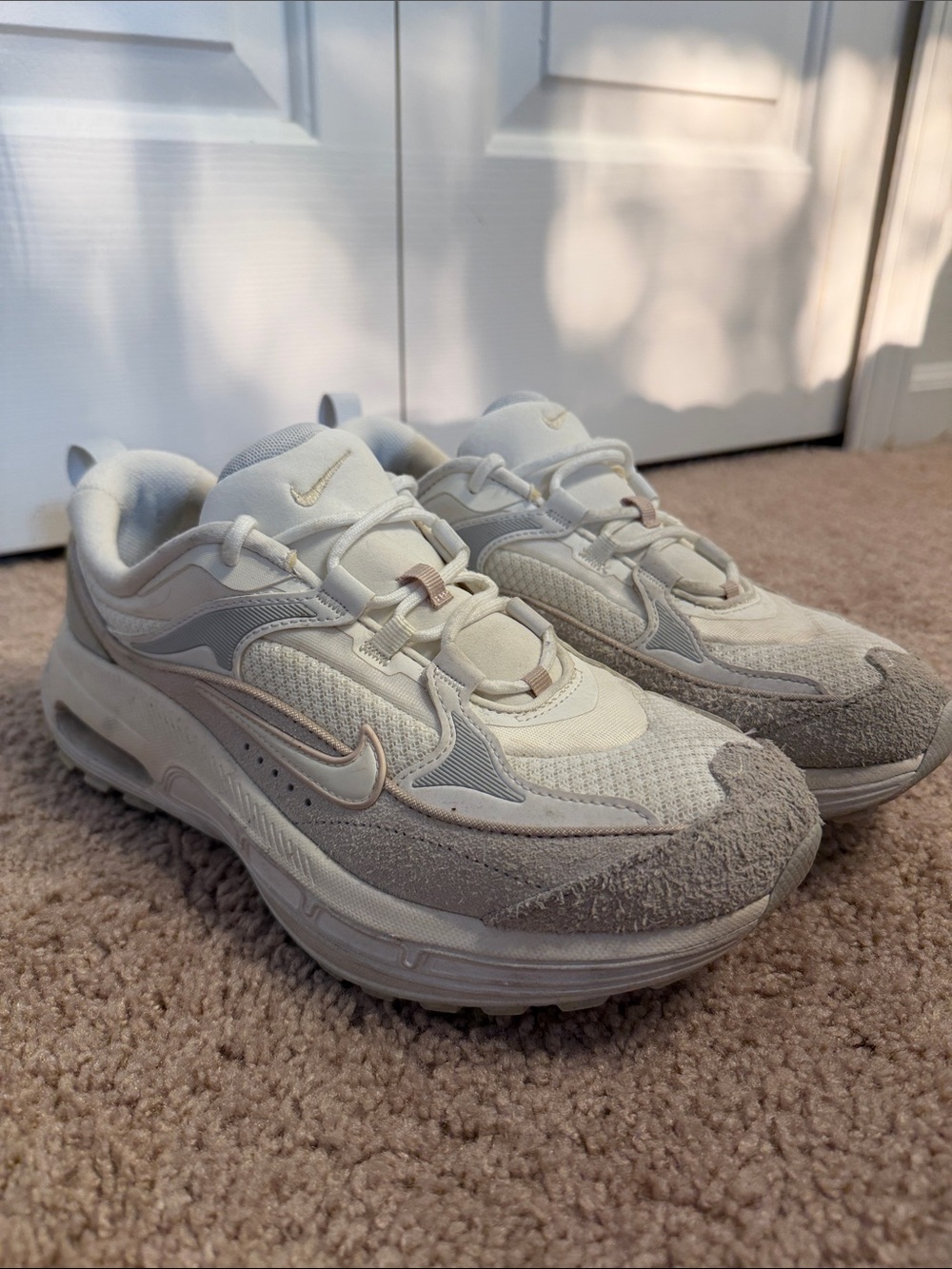 Women’s Nike Cream & Light Gray Suede Sneakers